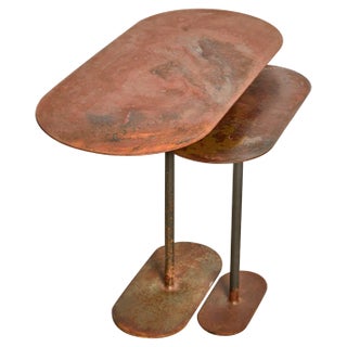 Oxidized Ellipses Tables by Pia Chevalier, Set of 2 For Sale