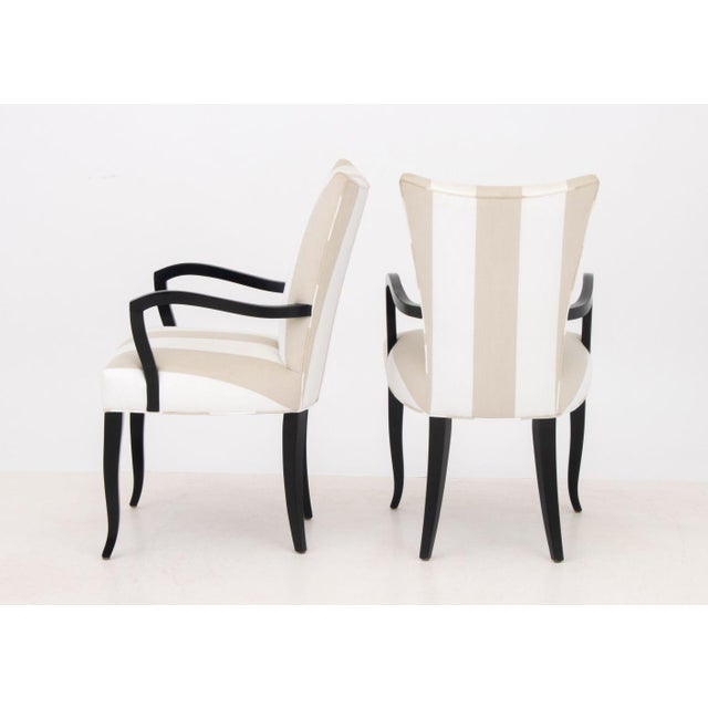 Wood Modern Black Lacquered Armchairs, Pair For Sale - Image 7 of 7