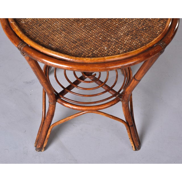 French Mid-Century Bent Rattan & Bamboo Side Table For Sale - Image 11 of 12