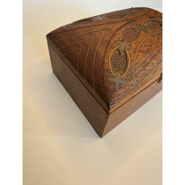 English Traditional Mixed Metal Inlay & Solid Wood Decorative Box For Sale - Image 12 of 12