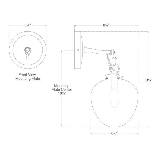 Visual Comfort Thomas O'Brien for Visual Comfort Signature Katie Small Acorn Sconce in Hand-Rubbed Antique Brass with Clear Glass For Sale - Image 4 of 4