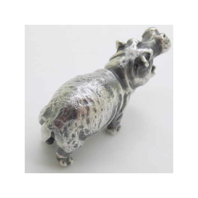 Metal Vintage Italian Handmade Hippopotamus Figurine in Silver, 1960s For Sale - Image 7 of 12
