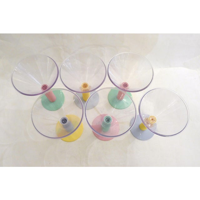 Blue Vintage Two-Tone Stemmed Cocktail Glasses, 1980s, Set of 6 For Sale - Image 8 of 10