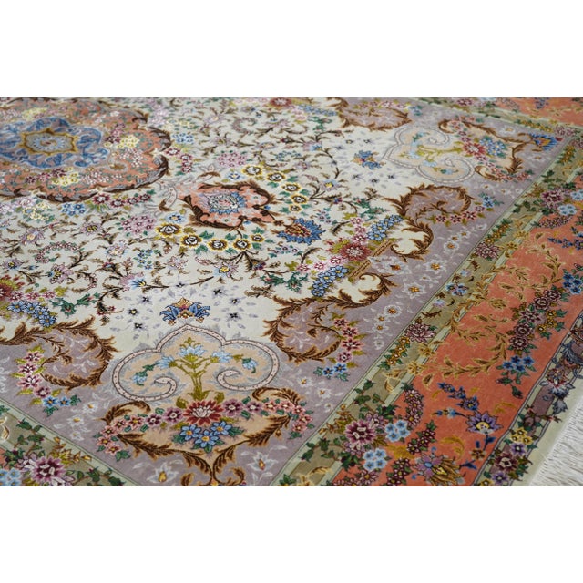 Late 20th Century Late 20th Century Extremely Fine Persian Tabriz 70 Raj. Wool and Silk With a Silk Foundation Rug 5'3'' X 7'7'' For Sale - Image 5 of 10