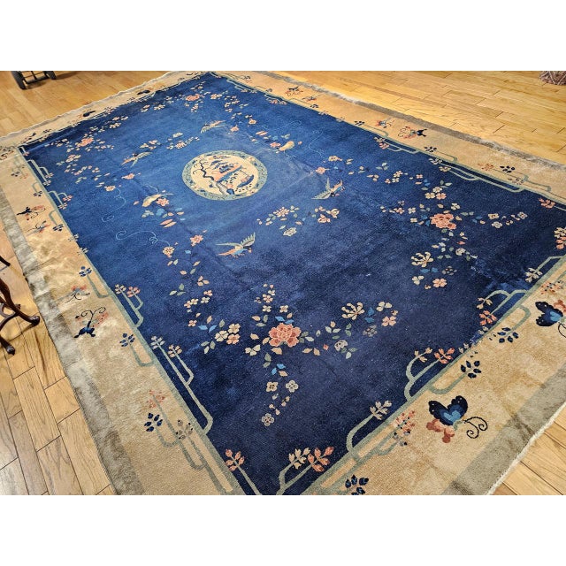 Early 20th Century Vintage Chinese Art Deco Oversize Rug, Wool Pile, Pagoda Design, 12' X 20' For Sale - Image 5 of 16