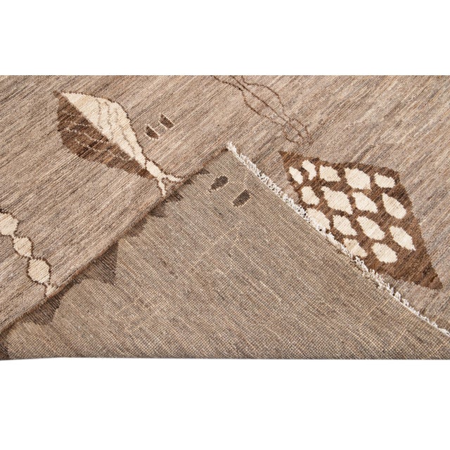 Large Modern Moroccan-Style Tribal Wool Rug 12 Ft 2 in X 17 Ft 6 In For Sale - Image 10 of 13