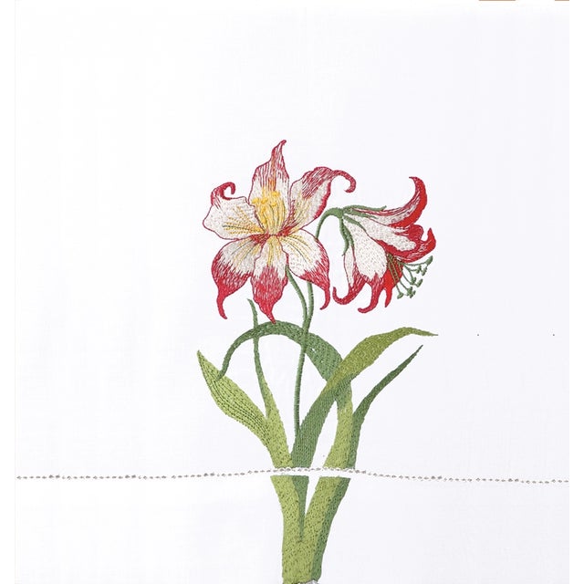 Traditional Christmas Floral Embroided Hand Towels - Set of 4 For Sale - Image 3 of 5