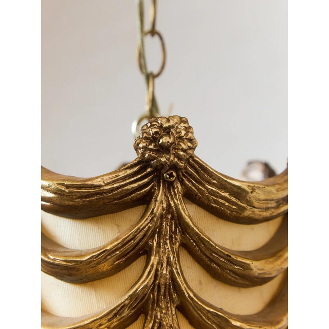 Vintage Italian Gold Draped Swag Lamps - a Pair For Sale - Image 4 of 7