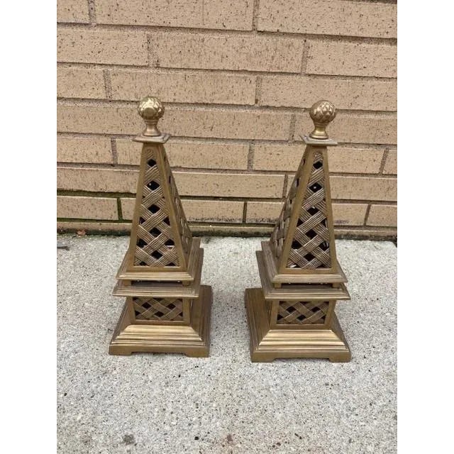 Pair of Brass Obelisks 1990s For Sale - Image 4 of 6