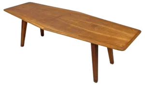 Mid-Century Italian Modern Long Wooden Coffee Table with Pointed Sides, 1960s