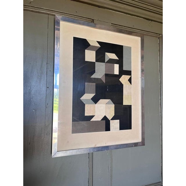Black Abstract Geometric Composition, Print, Framed For Sale - Image 8 of 14