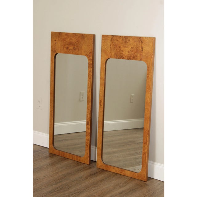 Mid-Century Modern Lane Mid Century Modern Burlwood Accent Wall Mirrors For Sale - Image 3 of 12