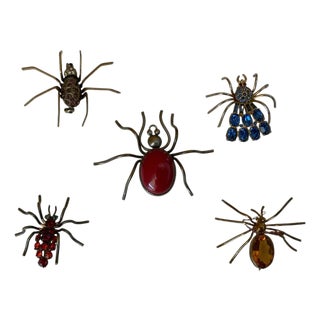 5 Piece Set of Vintage Ladies Bug Pins For Sale