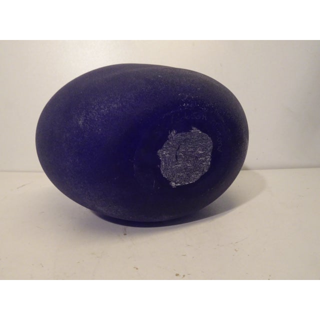 1980s Art Glass Blue Murano Vase For Sale - Image 5 of 8