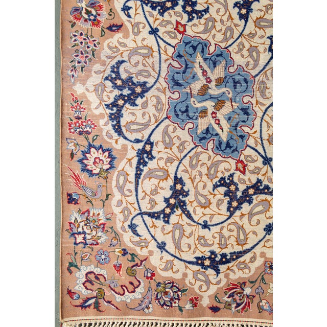 1970s Persian Isfahan Wool and Silk Hand Knotted Wall Hanging For Sale - Image 14 of 16