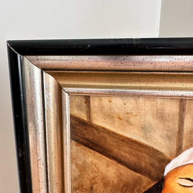 Figurative Mid 20th Century Framed Naïve-Style Figurative Painting of Mother and Son in Prayer For Sale - Image 3 of 5