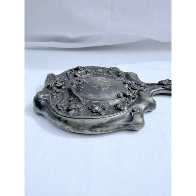 Antique Art Nouveau Silver Hand Mirror/Dark and Moody Vibe. For Sale - Image 10 of 11