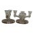 Vintage Pressed‑Glass Triple Spot Candleholders — Set of Two For Sale