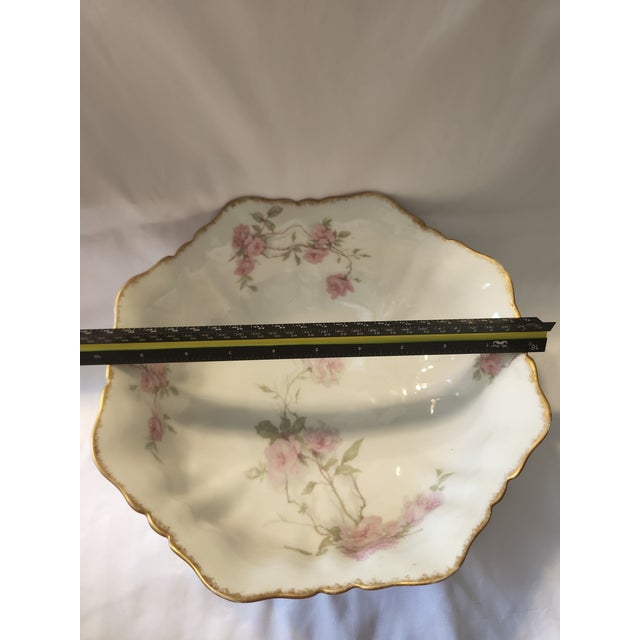 Antique Haviland Limoges Baltimore Rose 10" Square Salad Bowl For Sale - Image 12 of 12