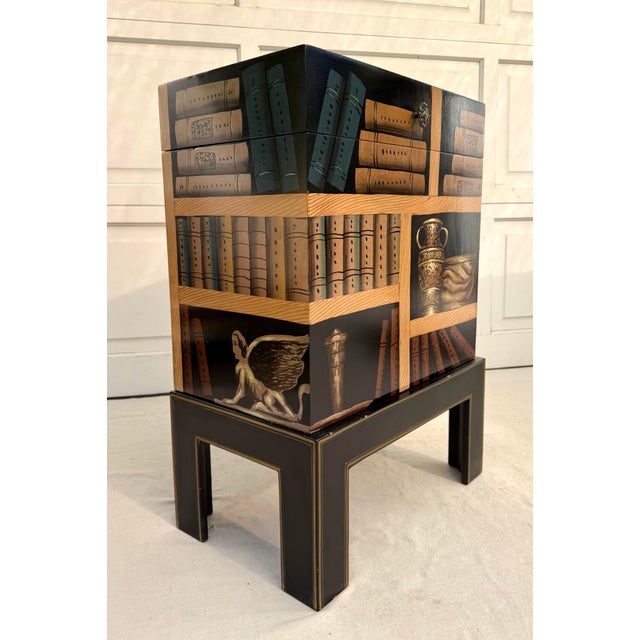 Vintage Chinese Trompe-L’Oeil Lacquered Lidded Chest on Stand For Sale In Los Angeles - Image 6 of 16