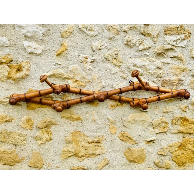 Wall-Mounted Turned Wood Folding Coat Rack, 1920s For Sale - Image 14 of 18
