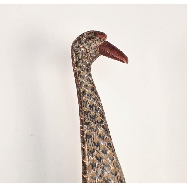 Pair of Thai Carved and Painted Wooden Geese, Circa 1900 For Sale - Image 10 of 13