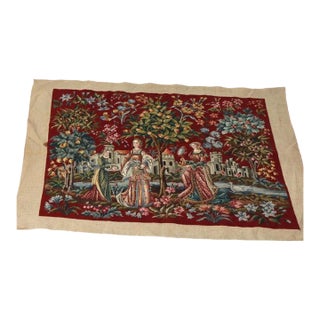 Antique Louis XIII Scenic Pictorial Needlepoint Tapestry C1930 For Sale