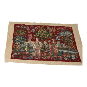 Antique Louis XIII Scenic Pictorial Needlepoint Tapestry C1930
