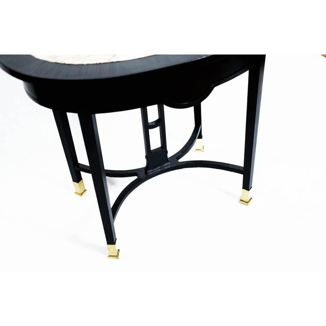 Art Nouveau Dining Table with Redish Marble Plate and Brass Feet, Vienna, 1910s For Sale - Image 16 of 18