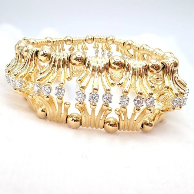 Tiffany & Co. Jean Schlumberger Diamond Yellow Gold and Platinum Hands Bracelet For Sale - Image 9 of 12