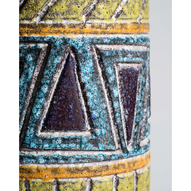 1960s Vintage Geometric Floor Vase in Lava Glaze, 1960s For Sale - Image 5 of 7