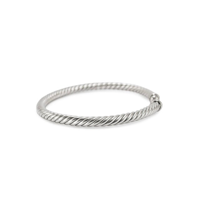 David Yurman David Yurman Cable Flex 4mm 925 Sterling Silver Cuff Bangle Bracelet For Sale - Image 4 of 9
