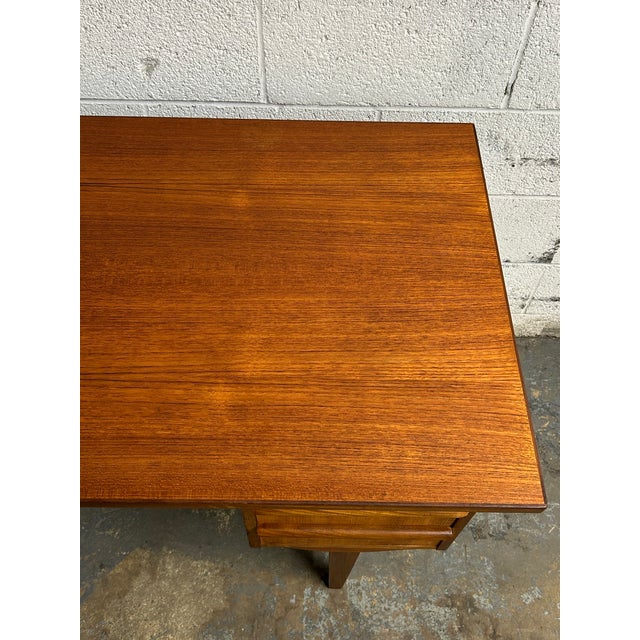 1960s Danish Teak Mid Century Modern Freestanding Desk With Bookshelf Back With Original Key For Sale In New York - Image 6 of 9
