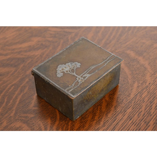 Early 20th Century Heintz Arts & Crafts Sterling Silver on Bronze Humidor or Cigarette Box For Sale - Image 5 of 12