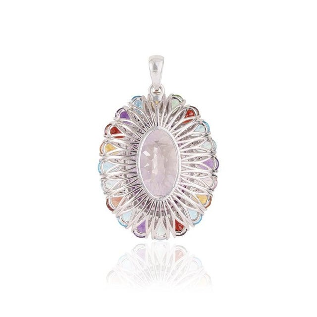 Ornate Victorian Style Multi-Gemstone Pendant in 925 Sterling Silver For Sale - Image 11 of 11