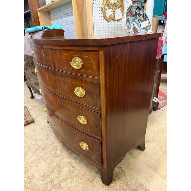 Wood American 1800-1810 Bowfront Chest of Drawers. For Sale - Image 7 of 10