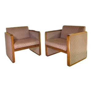 1970s Milo Baughman Style Cube Chairs - a Pair