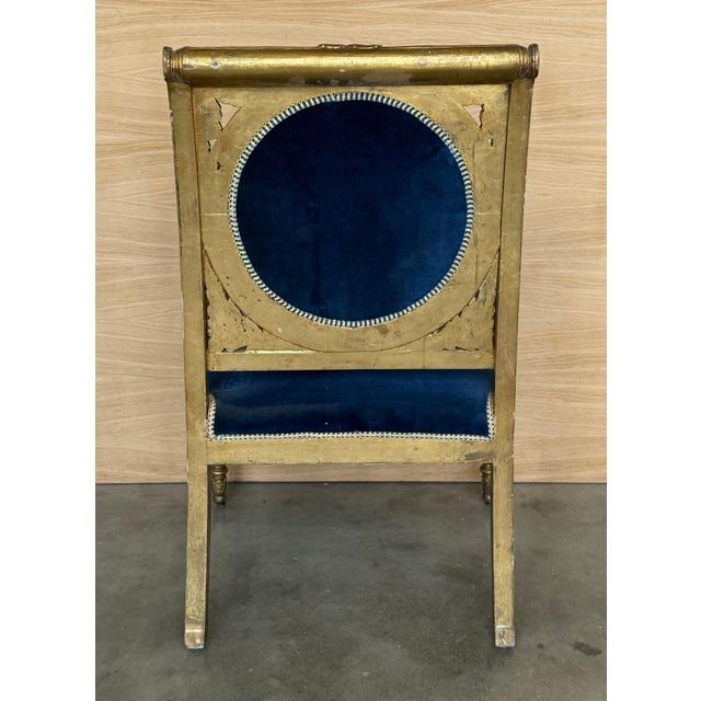 Mid 20th Century Pair of Louis XVI Style Giltwood Armchairs with Blue Klein Velvet For Sale - Image 11 of 18