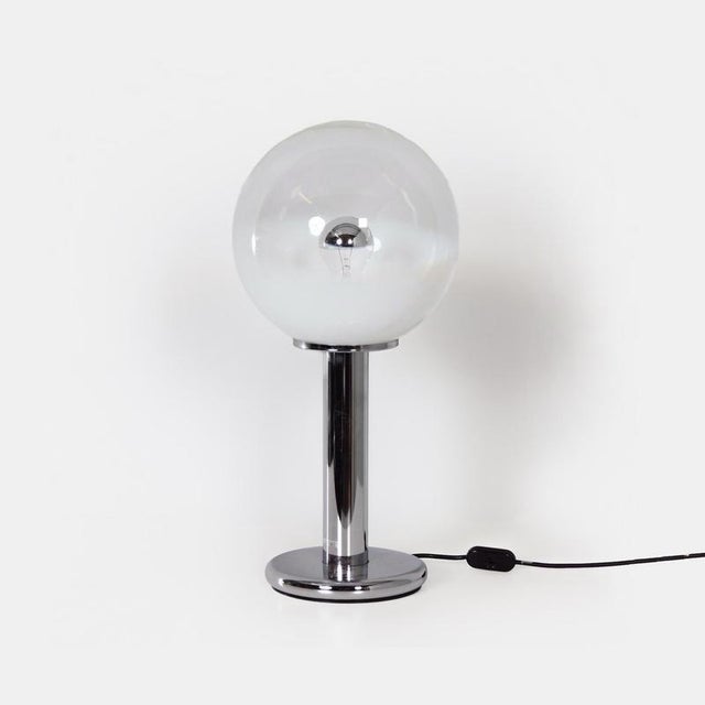 Chrome and Murano Glass Globe Table Lamp from Targetti Sankey, 1960s For Sale - Image 11 of 11