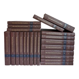 1979 Complete the World Book Encyclopedia 22 Volume Set in Brown Faux Leather For Sale