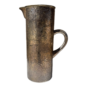 Antique Hand-Hammered Silver-Washed Copper Pitcher, Arts & Crafts, C. 1900–1920