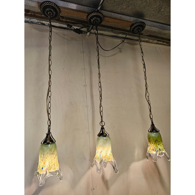 1990s Handmade 3 Wrought Irons Pendant Light For Sale In Palm Springs - Image 6 of 11