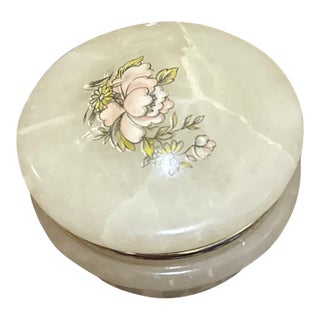Vintage Italian Alabaster Trinket Box For Sale