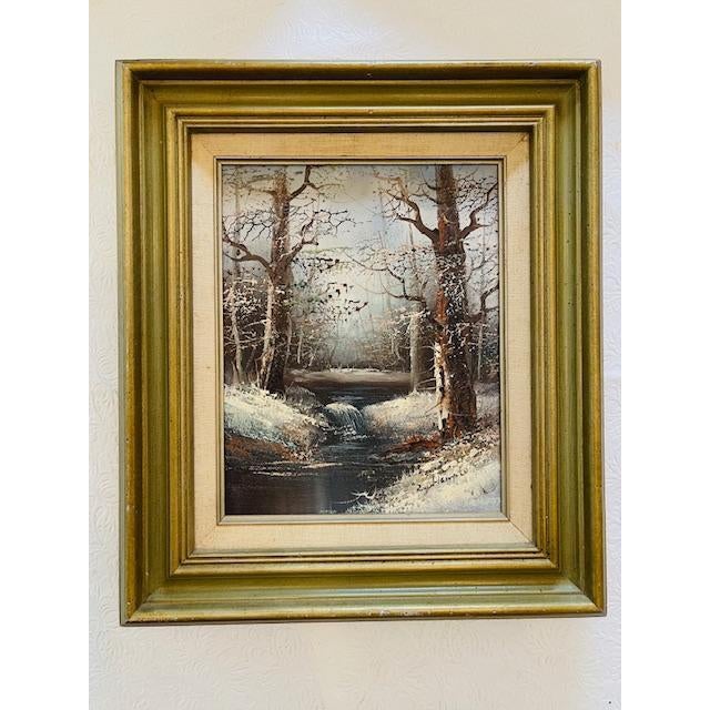 Late 20th Century Original Oil Winter Landscape, Vintage For Sale - Image 12 of 12