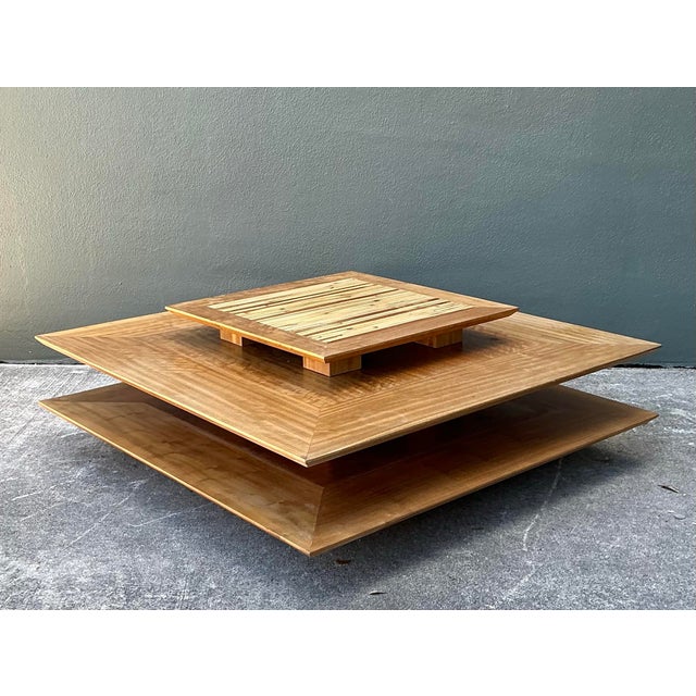 Tan Vintage Stacked Rattan Coffee Table For Sale - Image 8 of 12