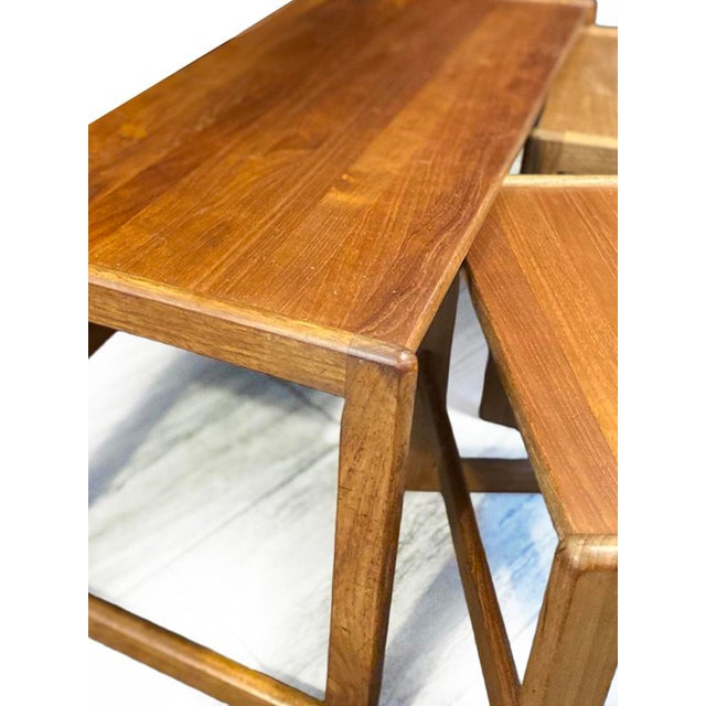 Wood Mid-Century Nest of Three Teak Side Tables, 1970s, Set of 3 For Sale - Image 7 of 13