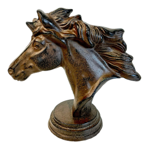 1980s Vintage Americana Southwestern Cast Iron Horse Bust Sculpture
