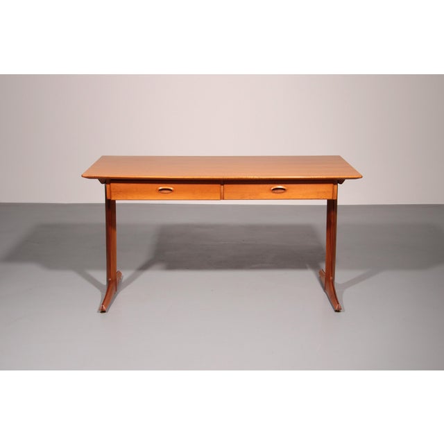Bernini Italian Architects Walnut Desk by Gianfranco Frattini for Bernini, 1950s For Sale - Image 4 of 12