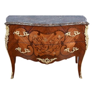 Louis XV Style Marquetry Commode, 1950s For Sale