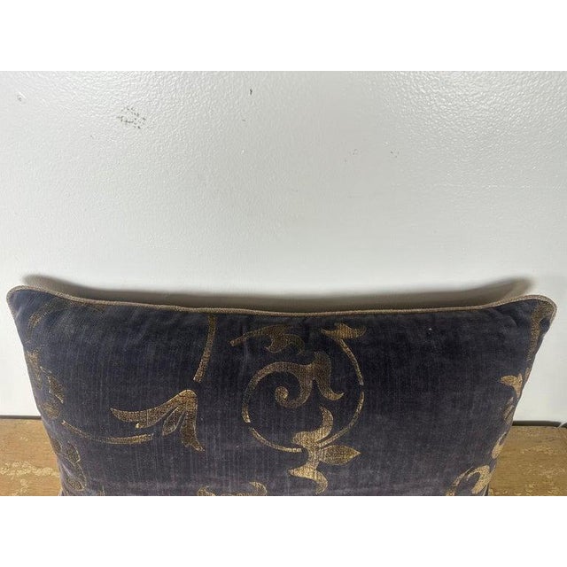 Early 21st Century Nomi Smokey-Gray Velvet Stenciled Pillow For Sale - Image 5 of 7
